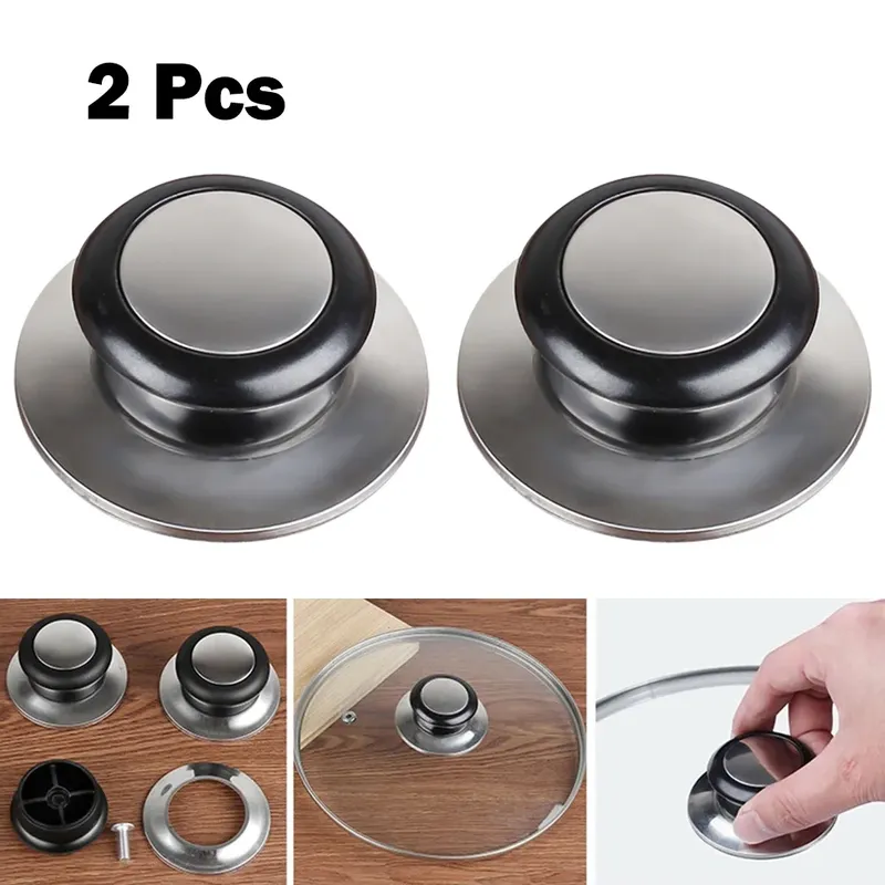2 stücke Ersatz Knopf Griff Für Glas Deckel Knopf Griff Edelstahl Topf Pfanne Abdeckung Kochgeschirr Griff Zubehör Küche Werkzeuge