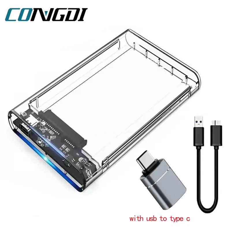 USB 3.0 HDD-Gehäuse, 2,5-Zoll-SATA-SSD-Festplattengehäuse mit 5 Gbit/s Übertragungsgeschwindigkeit, mobiles externes Gehäuse, Festplattenbox-Kabel