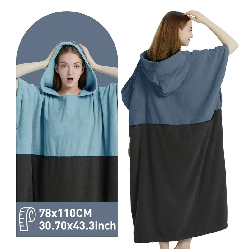 Surf-Poncho, Handtuch-Poncho, schnell trocknendes Handtuch, Kapuzenpullover, Mikrofaser, Strandmantel, Wickelponcho, Badetuch, Strandponcho für Erwachsene