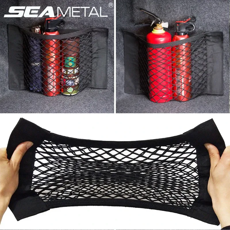 Auto Stamm Mesh Organizer Auto Schwanz Lagerung Net Sitz Zurück Tasche Universal Stamm Tasche Auto Magic Tape Netzwerk Innen Zubehör