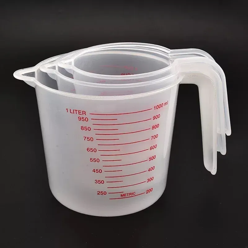 3 stücke 250/500/1000 ml Backflüssigkeit Messbecher PVC Skala Tasse Kunststoff Messvolumen Becher Küche backen Werkzeuge