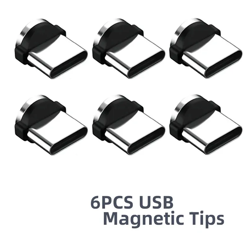 6Pcs Magnetische Tipps für Runde Magnetische Kabel Micro USB Typ C Magnet Ersatzteile Handy Staub Stecker Adapter für iphone