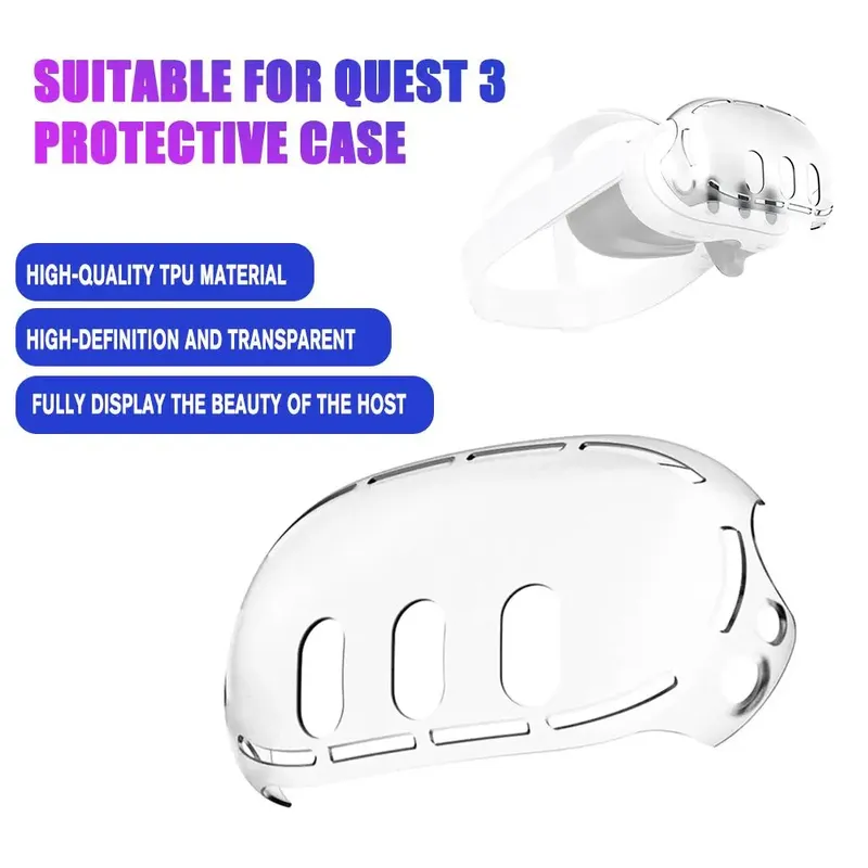 Für oculus meta quest3 vr brille host schutzhülle hd transparent tpu front abdeckung vr zubehör für meta quest 3
