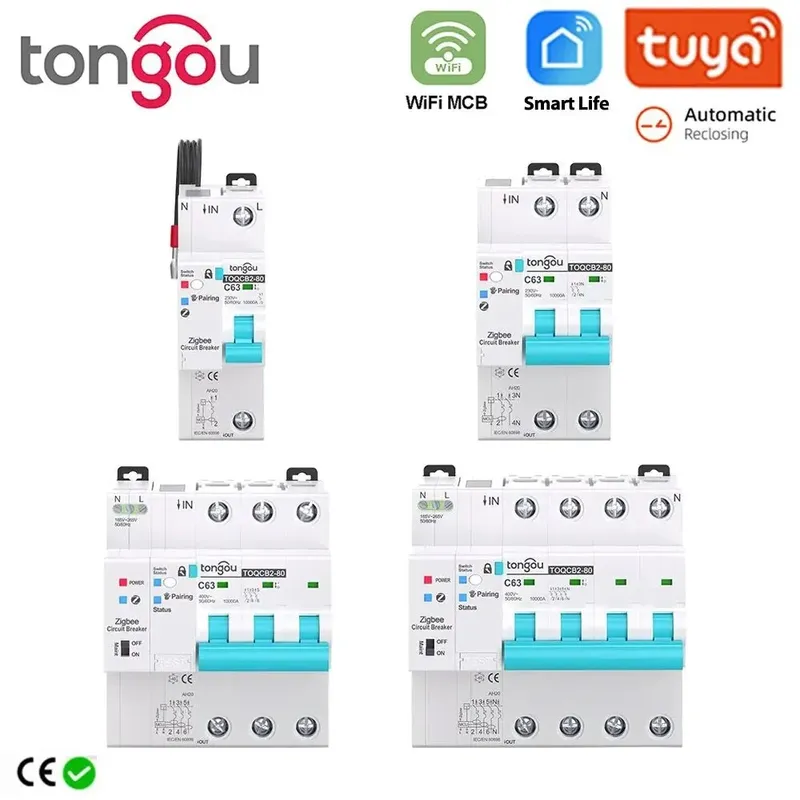 Tuya mcb wifi Leistungs messung Leistungs schalter Smart Life Timer Fernbedienung automatischer drahtloser Unterbrechung schalter