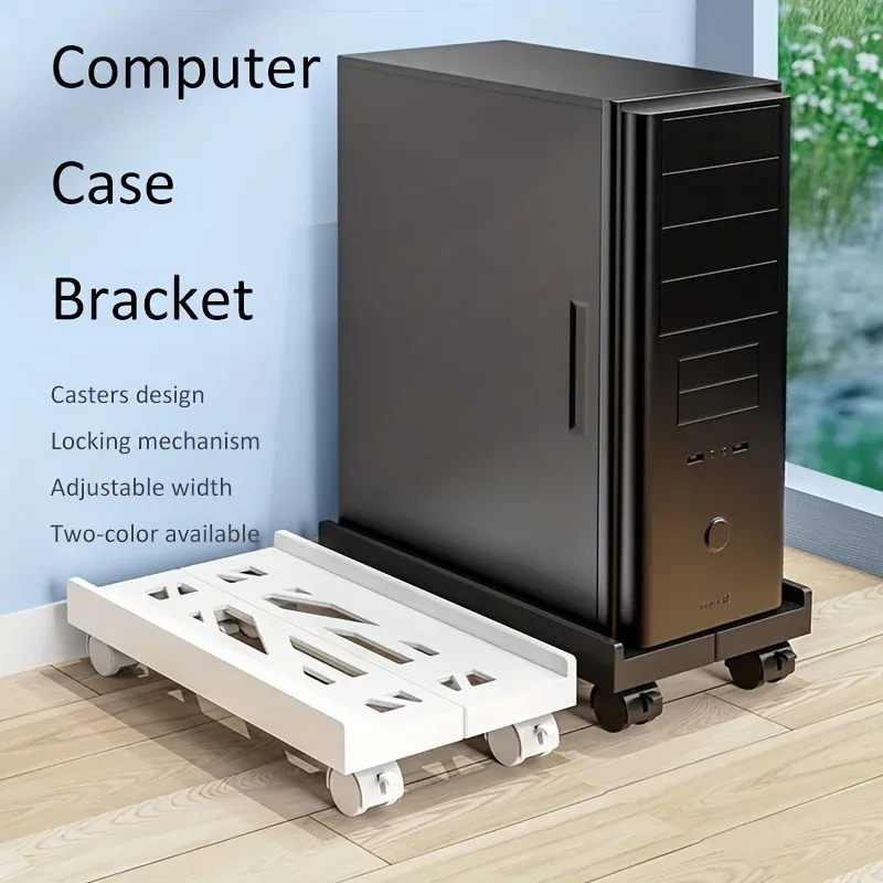 Verstellbarer mobiler CPU-Ständer, belüfteter Computer-Turmständer, PC-Turmständer mit 4 Lenkrollen, passend für die meisten PCs, unter dem Schreibtisch
