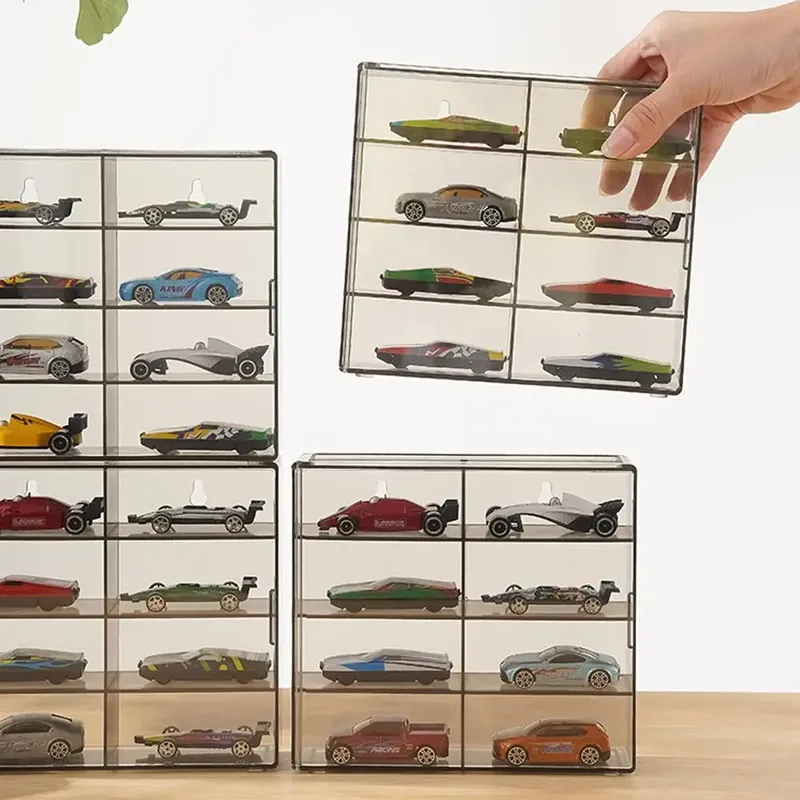 1:64 Acryl Auto Display Box Für Hot Wheels Auto Modell Spielzeug 8 Grid Schrank Rack Staubdicht Stapelbare Auto Lagerung Box für Hotwheels
