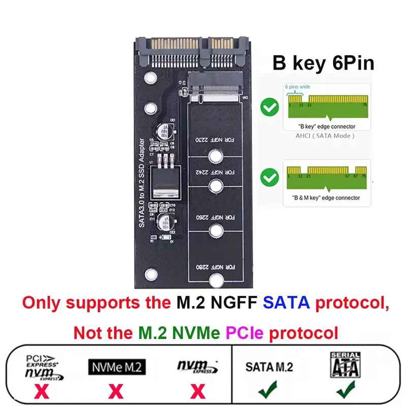 M.2 NGFF SSD zu SATA 3 3.0 Adapter Karte Konverter B B&M Schlüsselprotokoll Solid State Disk Drive 2230 2280 2242