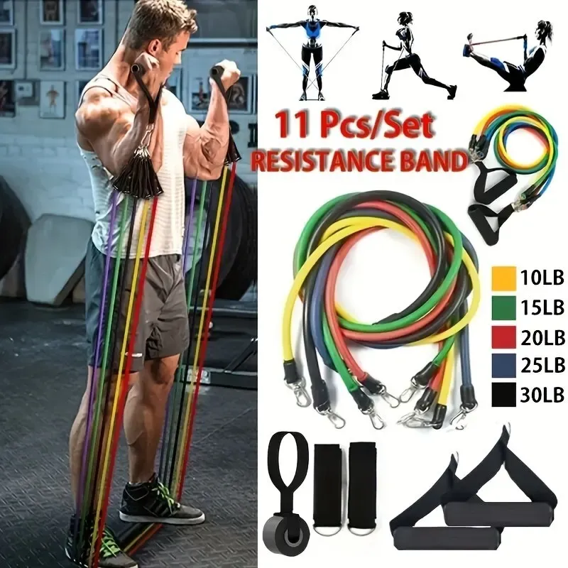 11 teile/satz Zugseil, Widerstands bänder, tragbare Fitness geräte, Knöchel riemen, Brust expander, elastisches Übungs band