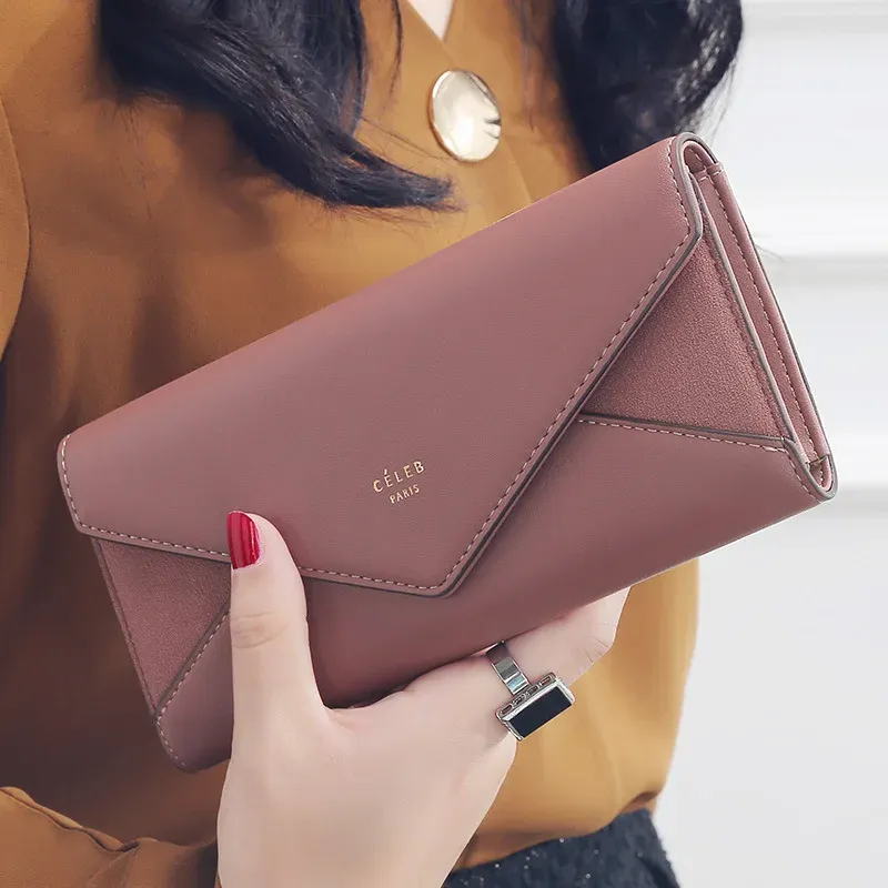 Aliwood Marke 3-fach frauen Brieftasche Designer Umschlag Kupplung Für Frauen Haspe Geld Clip Leder Weibliche Lange Brieftasche Telefon tasche