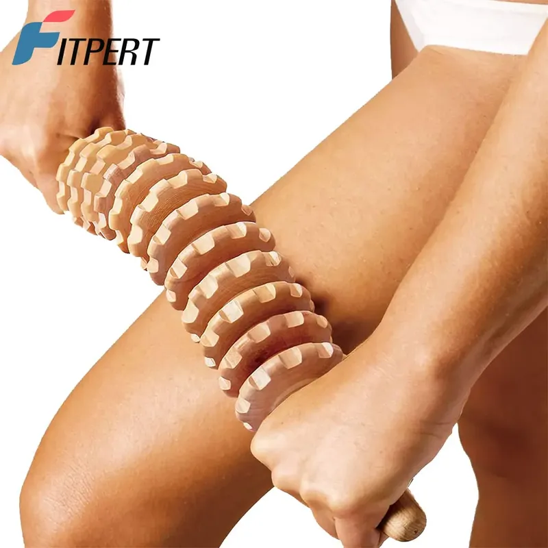 Gebogene Holzrolle für Magen-Cellulite, Holztherapie-Massagegerät zur Körperformung, Holz-Massagestab für Lymphdrainage