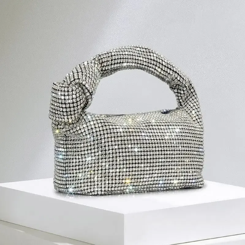 Griff Strass Knoten Abendtaschen Silber Kristall Top Griff Tasche für Frauen Geldbörsen und Handtaschen Luxus Designer Handtasche Tote