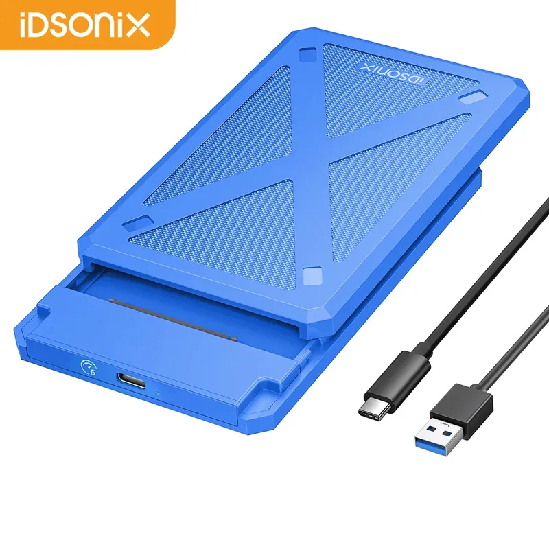 iDsonix 2,5 Zoll SATA HDD-Gehäuse USB 3.1 Typ C Externes Festplattengehäuse 6 Gbit/s SATA SSD Festplattenspeichergehäuse für 7–9 mm SSD HDD