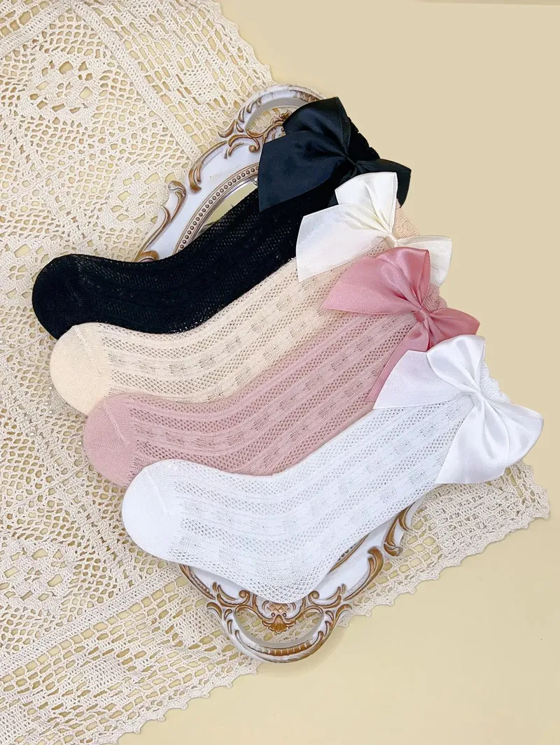4 Paar Anti-Moskio-Socken mit Schleifendekor für Babys und Mädchen