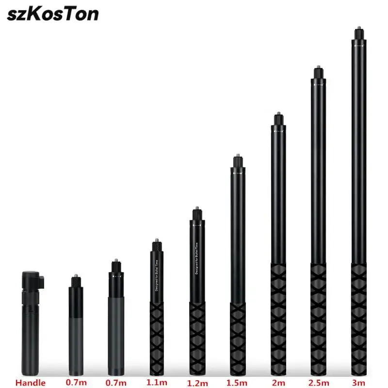0,7 1,1 1,5 3M Selfie Stick Einbeinstativ Erweiterbar Stange Zauberstab Pole Allumium Unsichtbare Für Insta 360X5X4X3 GoPro 13 12 11 10 9 8 DJI