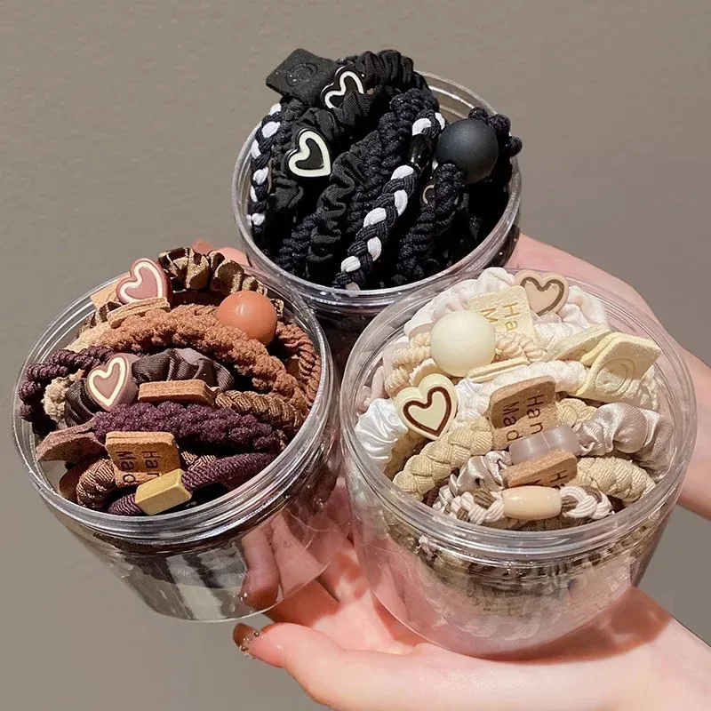 5/10 teile/satz Elegante Herz Ball Elastische Haarbänder Für Frauen Pferdeschwanz Haar Krawatte Scrunchie Gummibänder Mode Haar Zubehör