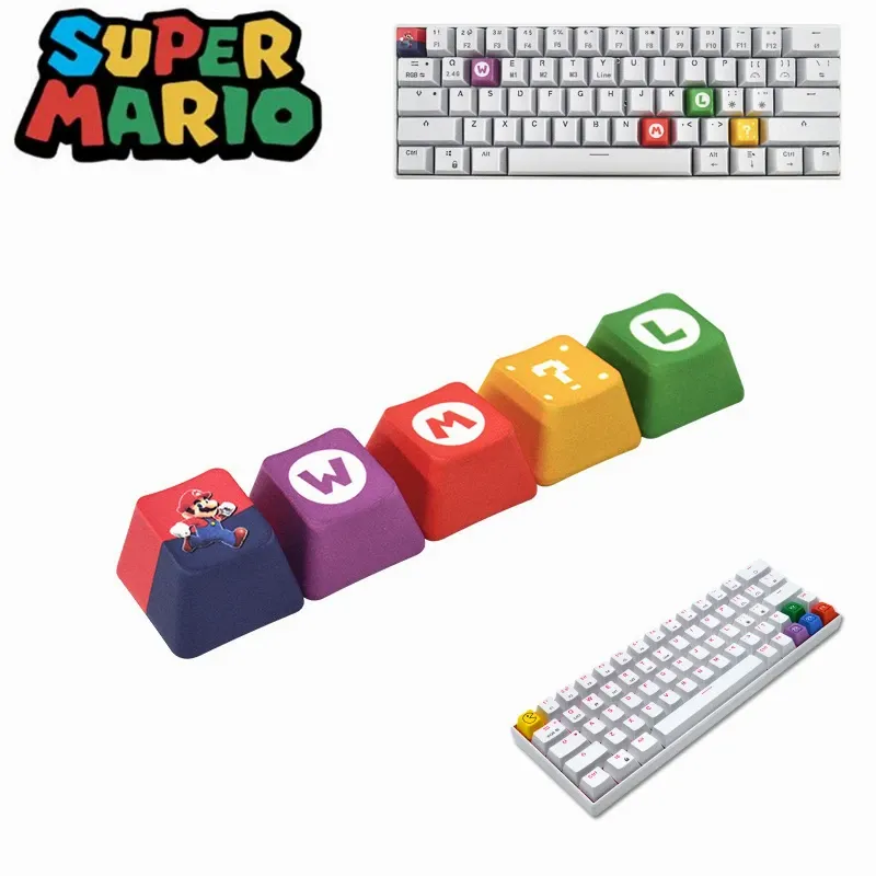 Spiel Super Mario Bros Luigi Cosplay Tastenkappen Mehrfarbige Mechanische Tastatur Tastenkappe 5 teile/satz Prop Zubehör Spielzeug Geschenke