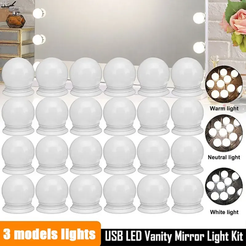 Make-up Spiegel LED Glühbirnen Eitelkeit Lichter USB Lade Badezimmer Schminktisch Beleuchtung Dimmbare LED Eitelkeit Spiegel Licht