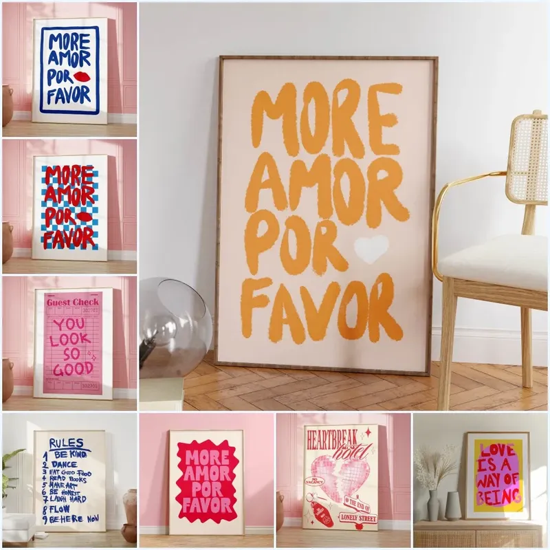 Maximalist More Amor Por Be Kind Rulers Love Quote You Looks So Good Wandkunst, Leinwandgemälde, Poster für Wohnzimmer, Heimdekoration