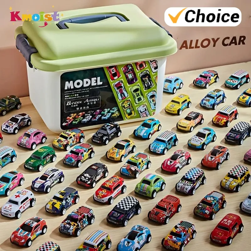 Mini Legierung Auto Modell Set mit Lagerung Box Diecast Autos Spielzeug für Jungen Schiebe Trägheit Fahrzeug Kinder Spielzeug Kit Kinder Geschenke