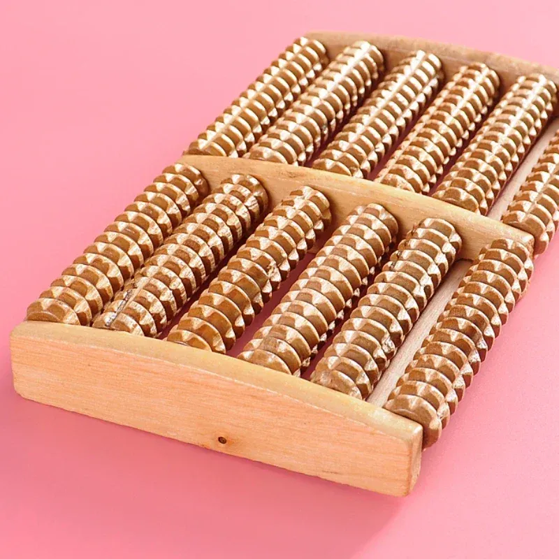 6-reihiges Fußmassagegerät aus Holz zur Schmerzlinderung, Shiatsu-Roller, Fußpflege-Massagegerät, Roller, Heath-Therapie, Entspannungsmassage, Massagegerät