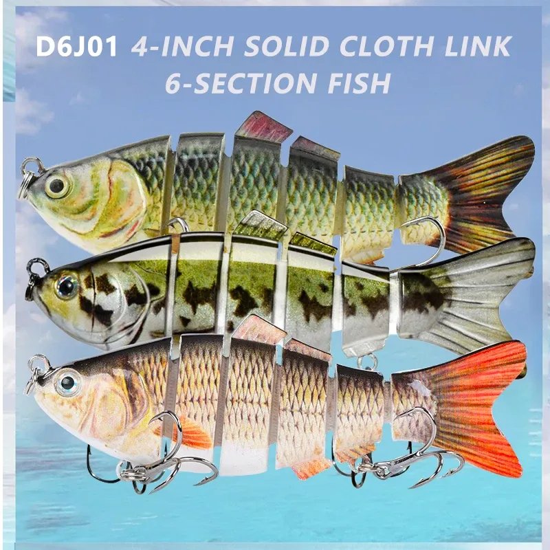 4 Zoll 6 Segmente gegliederte harte künstliche Angelköder Bionic Crankbait Sinking Wobbler Meer Kunststoff Angelzubehör