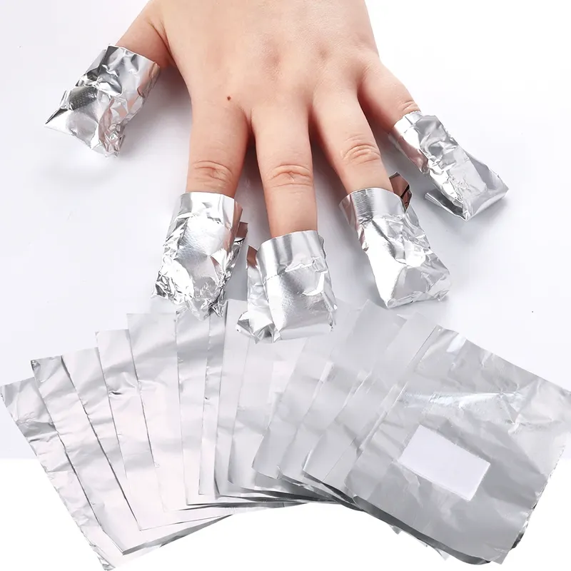 50/100 stücke Entferner Aluminium Folie Nagel Wraps Für Soak Off Acryl Gel Polnisch Professionelle Reinigung Mit Baumwolle Pad maniküre Werkzeuge