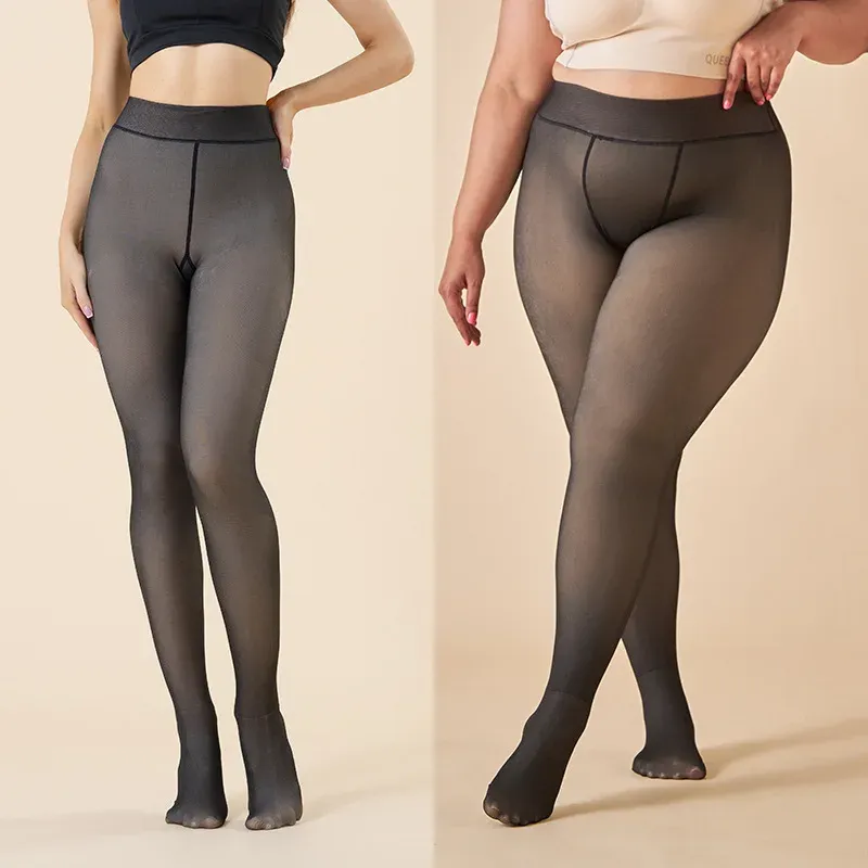 Dicke Thermische Strumpfhosen Strümpfe Frauen Warme Winter Sexy Transluzente Strumpfhosen Leggings Weibliche Hohe Taille Elastische Dünne Strumpfhosen