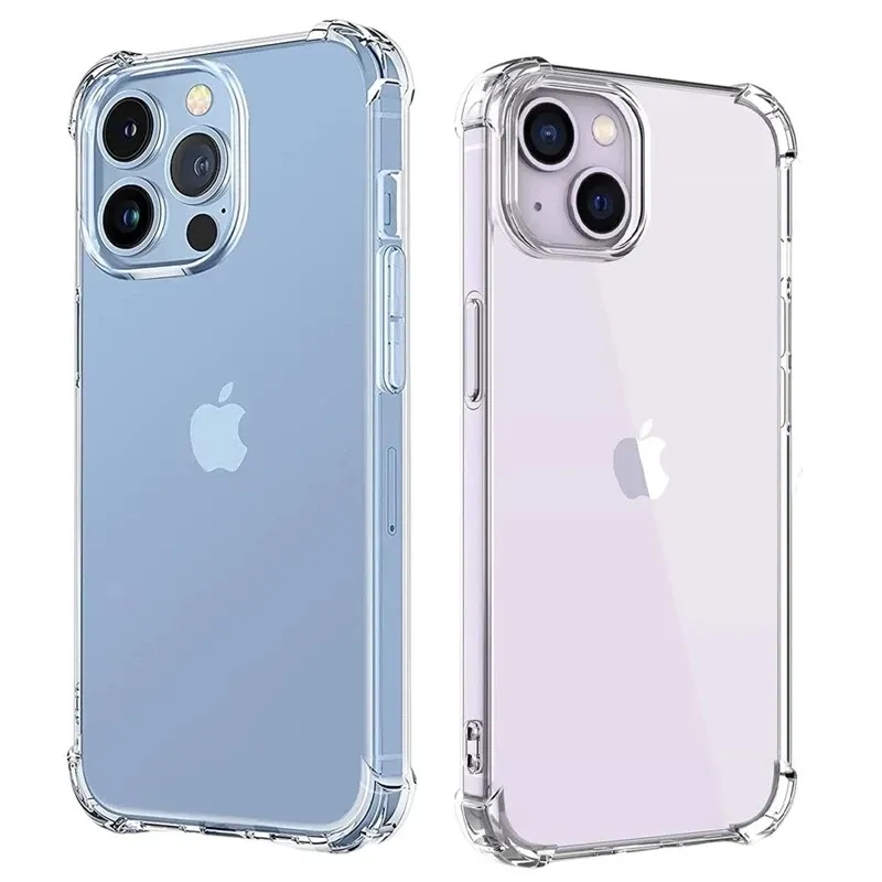 Stoßfeste, klare Handyhülle für iPhone 15 14 11 13 12 Pro Max 7 8 Plus X XR XS, weicher Silikonschutz, transparentes Zubehör