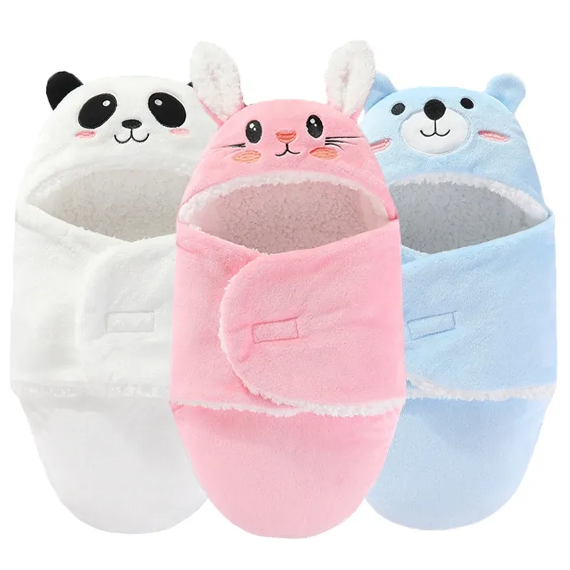 Weiche Baby-Schlafsäcke, warm, für Herbst und Winter, Wickeldecken für Neugeborene, CartoonCocoon für Babys, Flanell-Baby-Schlafsack, 0–9 Monate