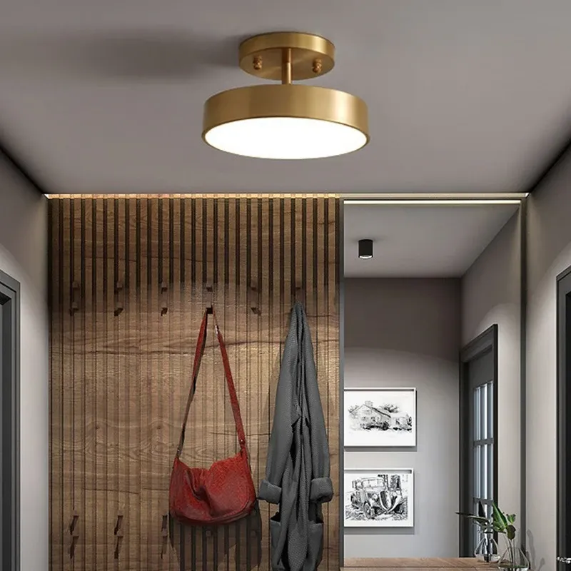 Moderne LED-Decken leuchte Kupfer lampe für Schlafzimmer Wohnzimmer Licht nordischen runden Gold schwarz Eingangs bereich Korridor Gang Dekor Leuchte