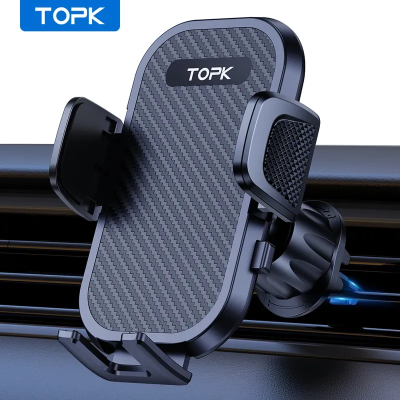 TOPK Autotelefonhalterung, Lüftungsschlitze, Handyhalterung für Autos, Freisprecheinrichtung, einfache Klemmhalterung im Fahrzeug, passend für alle 10,2 cm bis 17,8 cm große Telefone