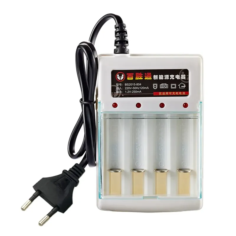 AA AAA-Akku-Schnellladegerät, 220 V Ni-Cd, 4 Steckplätze, wiederaufladbares Smart-Ladegerät, US-/EU-Stecker zum Aufladen von 1,2 V Akkus mit Abdeckung