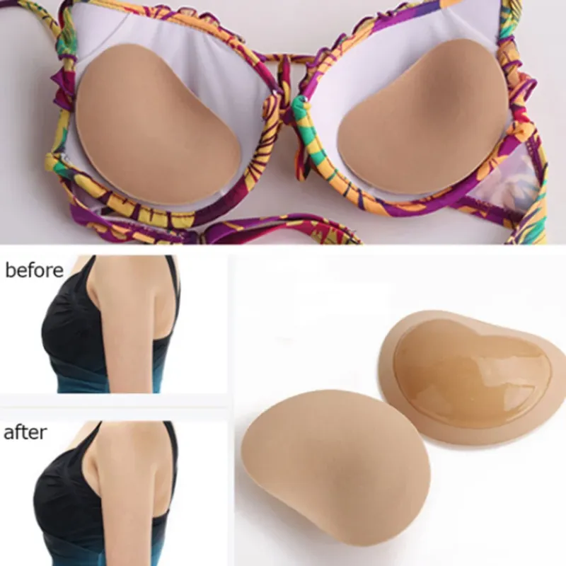 Brust Push-Up Klebrige Bh Dicker Schwamm Bh Pads Brust Lift Up Enhancer Silikon Abnehmbare Einsätze Badeanzug Unsichtbaren Bh