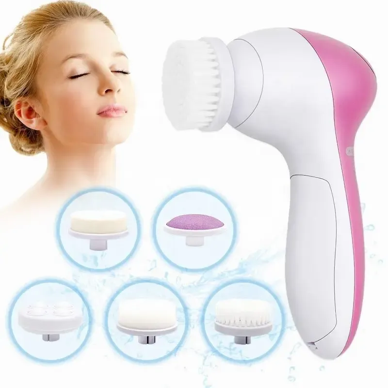 Elektrischer Gesichtsreiniger, 5-in-1, Gesichtsreinigungsbürste, Waschmaschine, Spa, Hautpflege, Massagegerät, Mitesser-Reinigung, Gesichtsreiniger-Werkzeuge