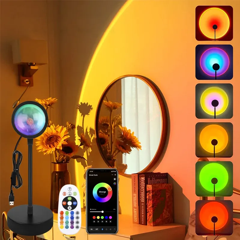 USB LED Projektor Nacht Lichter RGB Sonnenuntergang Atmosphäre Nacht Lampe Mit Fernbedienung Für Schlafzimmer Broadcast Fotografie Hintergrund Dekor