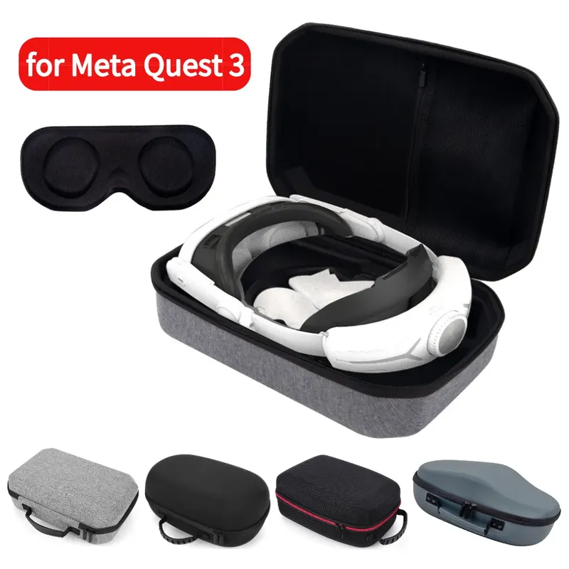 Hard Carry Case mit Objektiv abdeckung wasserdichte Travel Home Aufbewahrung tasche Mesh-Tasche für Meta Quest 3 vr Headset Game Controller