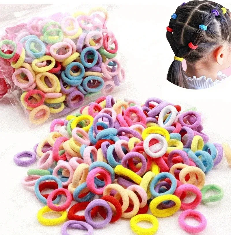 100/300/500 Stück bunte elastische Haarbänder für Mädchen, Pferdeschwanz-Halt, Haargummi, Gummibänder, Scrunchie, Haarschmuck, Bänder für Mädchen