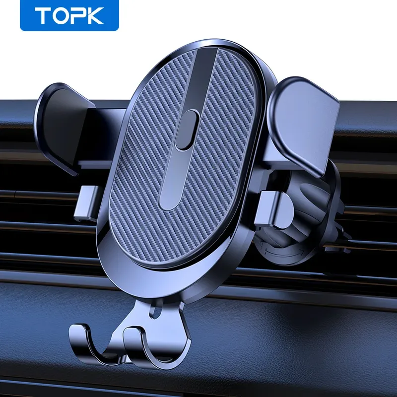 Autotelefonhalterung, TOPK 2023, Upgrade mit automatischer Verriegelung, universeller Handyhalter mit Hakenclip für Auto-Entlüftungsöffnungen für iPhone, Samsung