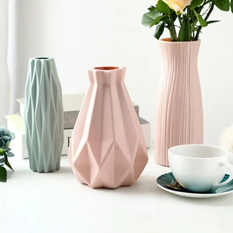 1pc moderne Blumenvase weiß rosa blau Plastik korb nordic Heim Wohnzimmer Dekoration Ornament Blumen arrangement