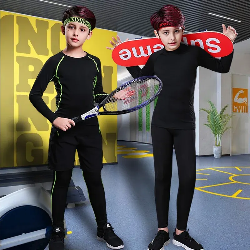 Kinder Fitness Trainingsanzüge Jugend Warme Hosen Tops Unterwäsche Enge Sport Kleidung für Jungen Kompression Laufen Basketball Sportswear
