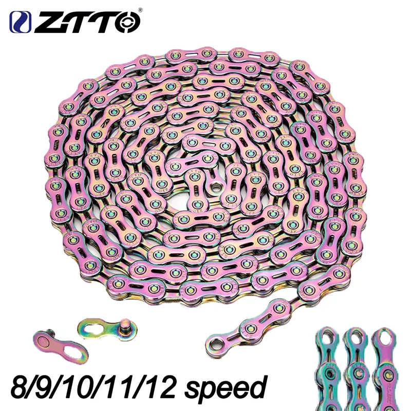 ZTTO MTB Rennrad Bunte Kette 8s 9s 10s 11s 12s Geschwindigkeitskette Universelle hochwertige langlebige Kette Strom mit fehlendem Glied