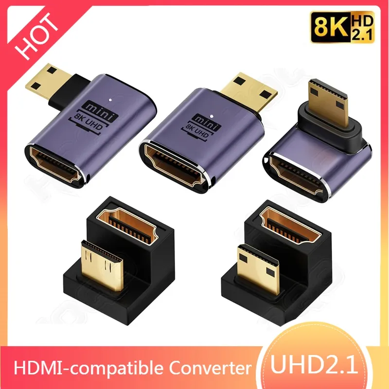 HDMI-kompatibler Adapter 90 270 Grad rechtwinkliger Stecker auf Buchse Konverter 8K HD-Anschluss Mini / Micro HDMI-kompatibler Extender