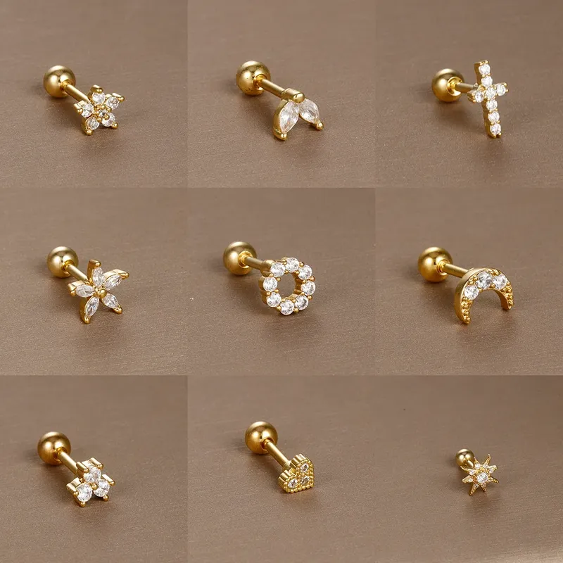 1PC 316L Edelstahl Mini Zirkon Knorpel Piercing Stud Ohrring Für Frauen Mädchen Helix Tragus Körper Schmuck Aussage