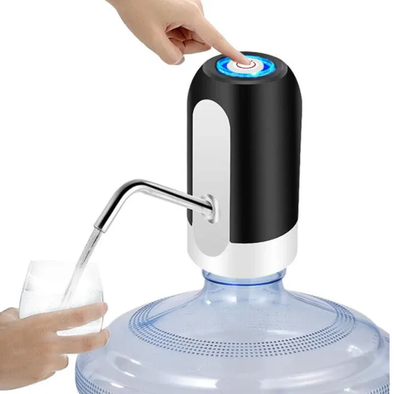 ATWFS Elektrische kabellose Pumpfwasserflasche, automatische Spenderflasche, wiederaufladbar über USB