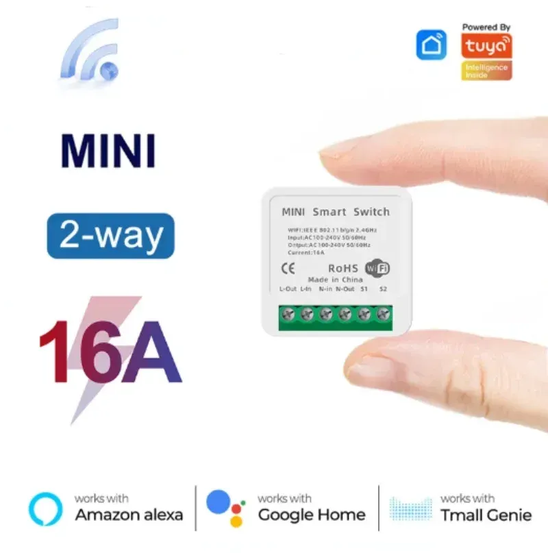 Tuya mini 16a wifi schalter smart life app 2-weg steuerung smart home automation modul unterbrecher arbeit für alexa google home