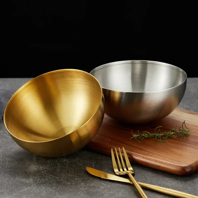 Edelstahl Gold und Silber Salats ch üssel Reis nudeln Lamian Nudeln Schüssel Küchen geschirr Lebensmittel behälter