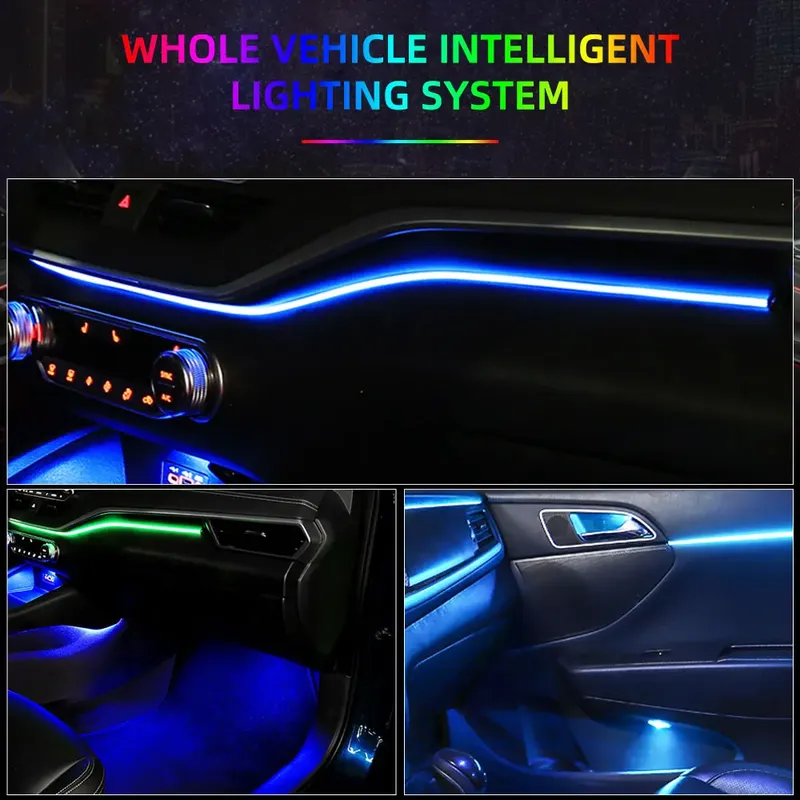 6/18 in 1 rbg 64 Farbe Auto Umgebungs leuchten Innen Acryl Streifen Lichtleiter Glasfaser Innendekoration Atmosphäre Lampe