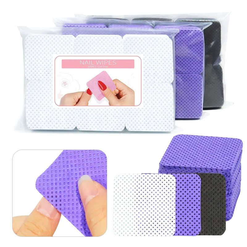 300 teile/paket Fusselfreie Nagellackentferner Serviette Bunte Baumwolle Tücher Papier Pads UV Gel Staub Reiniger Reinigung Für maniküre Werkzeug