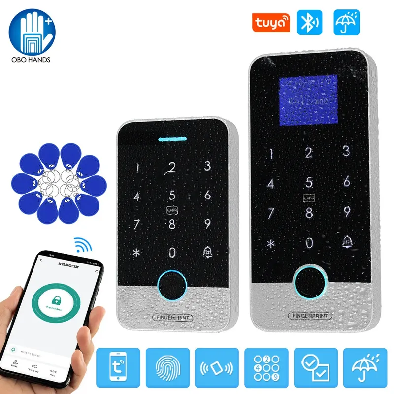 Bluetooth Tuya APP Smart Fingerprint RFID Access Control Tastatur Touch IP65 Wasserdichte 13,56 MHz Türöffner Keyless Lock System