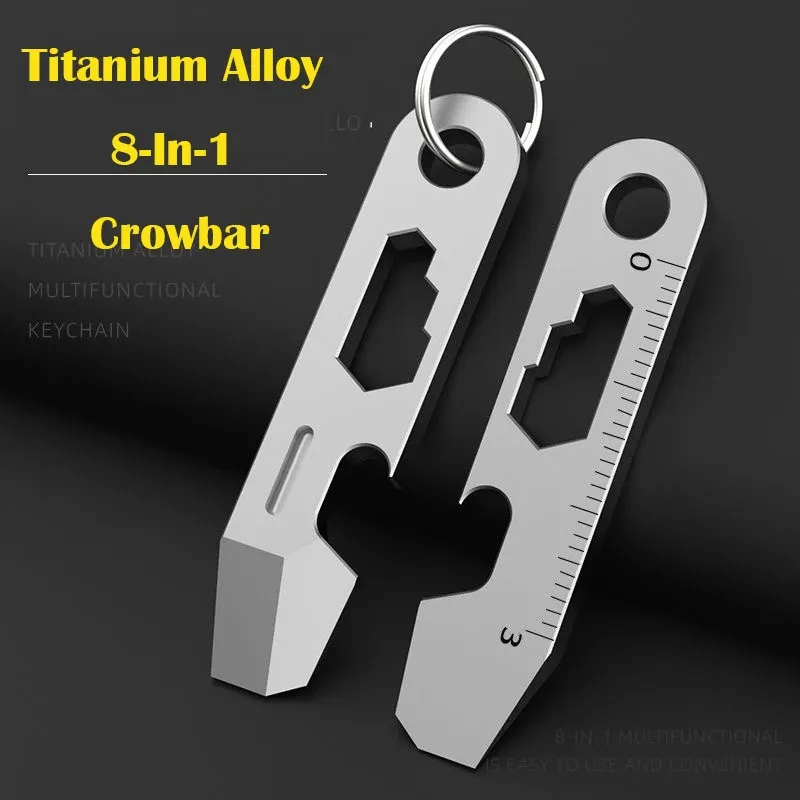 NEUE CNC TC4 Titan Legierung Brecheisen Flaschenöffner Maßstab Sechskantschlüssel EDC Outdoor Werkzeuge Multifunktions Camping Ausrüstung
